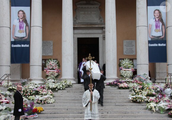 Les obsèques de Camille Muffat en l'église Saint Jean-Baptiste-Le Voeu à Nice, le 25 mars 2015.