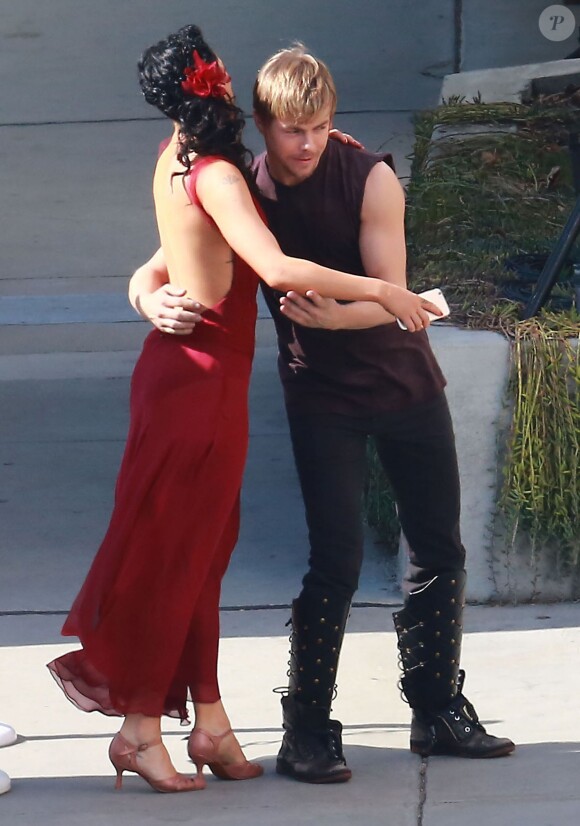 Rumer Willis, Derek Hough - People à l'enregistrement de "Dancing With The Stars" à Hollywood, le 4 mai 2015. 