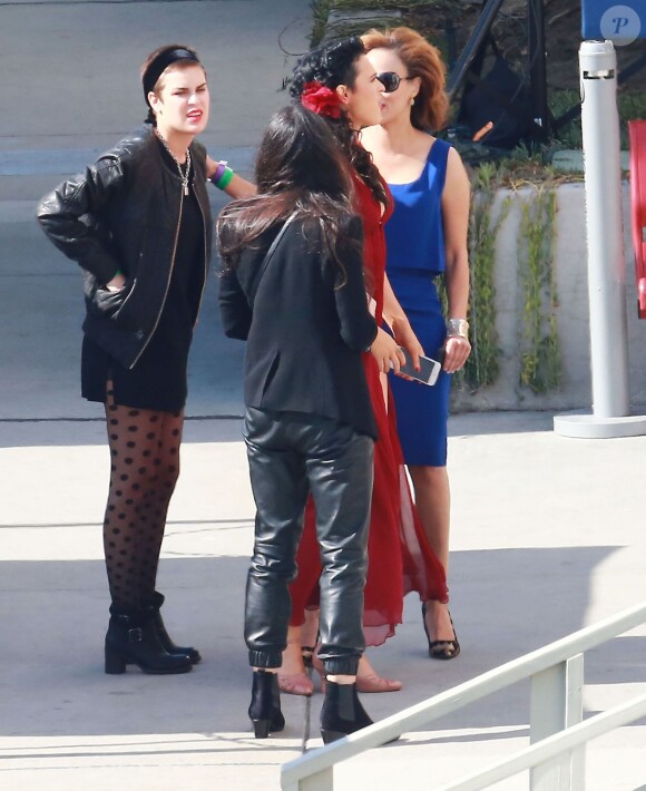 Demi Moore et ses filles Rumer Willis et Tallulah Willis à l'enregistrement de "Dancing With The Stars" à Hollywood, le 4 mai 2015. 