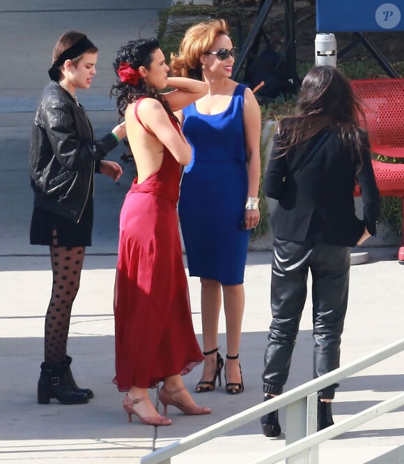 Demi Moore et ses filles Rumer Willis et Tallulah Willis - People à l'enregistrement de "Dancing With The Stars" à Hollywood, le 4 mai 2015. 