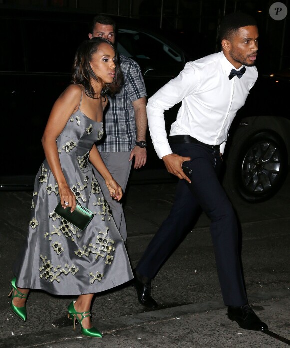Kerry Washington et son mari Nnamdi Asomugha arrivent à l'Up & Down pour la soirée post-Met Gala de Rihanna. New York, le 5 mai 2015.