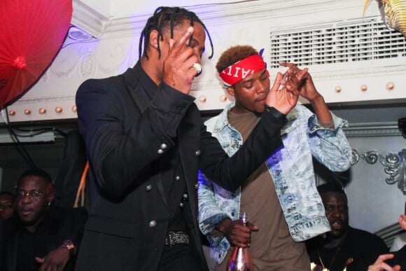Les rappeurs Travi$ Scott et Fetty Wap lors de la soirée post-Met Gala de Rihanna à l'Up & Down. New York, le 5 mai 2015.