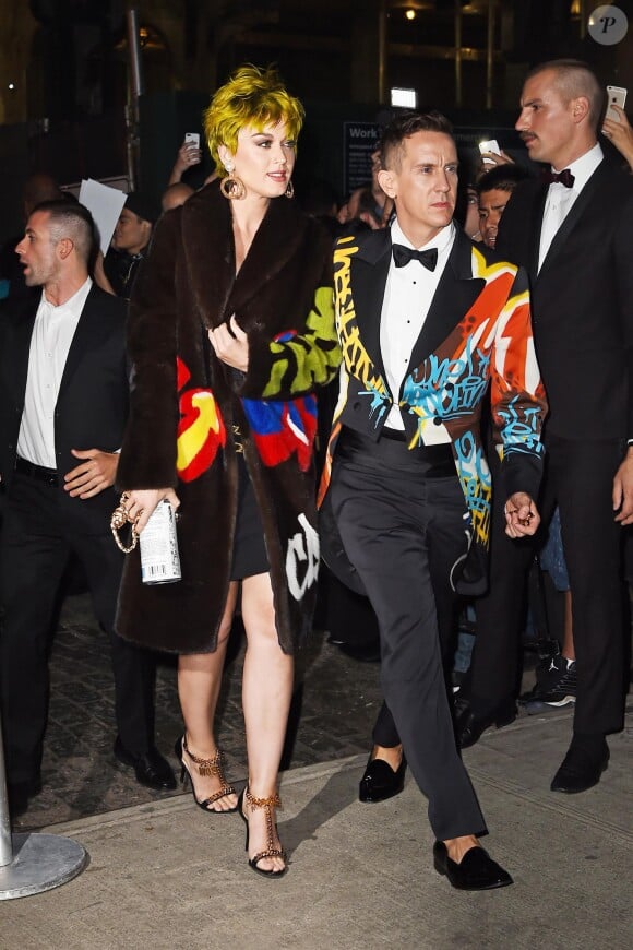 Katy Perry et Jeremy Scott arrivent à l'Up & Down pour la soirée post-Met Gala de Rihanna. New York, le 5 mai 2015.