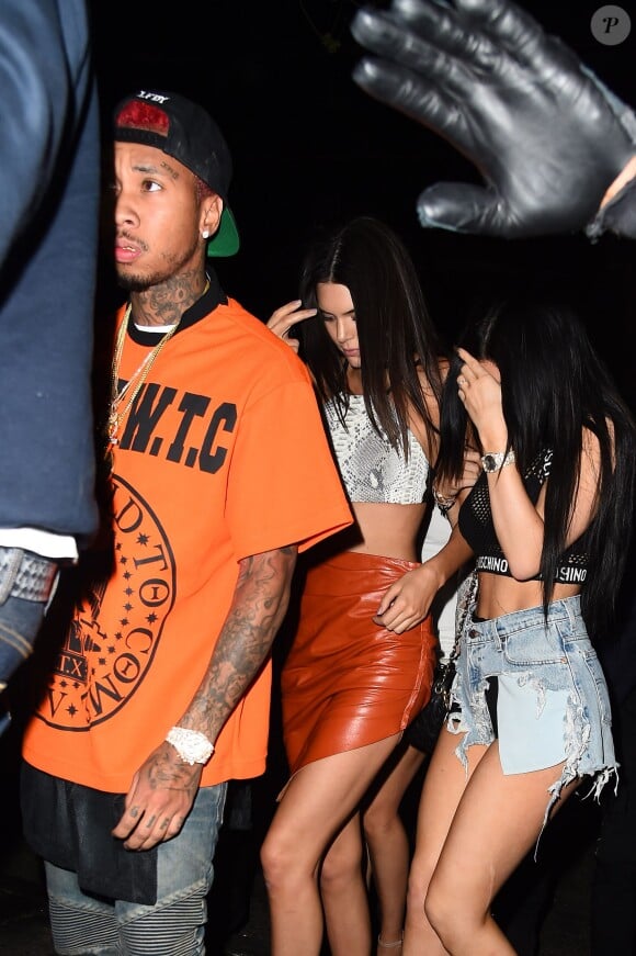 Tyga, Kylie  et Kendall Jenner arrivent à l'Up & Down pour la soirée post-Met Gala de Rihanna. New York, le 5 mai 2015.