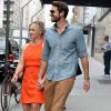Former 'Beverly Hills, 90210' star Jennie Garth was spotted out and about in the Big Apple with her younger fiancee David Abrams on Tuesday morning, looking lovely in a bright orange mini dress in New York City, NY, USA on May 05, 2015. The blonde beauty seems to be doing just fine since her split from actor Peter Facinelli, as it appears both parties have moved on to younger, hotter partners. Photo by GSI/ABACAPRESS.COM06/05/2015 - New York City