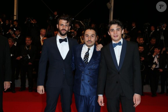 Nikos Gelia, Panos Koutras et Kostas Nikouli (Equipe du film "Xenia") - Montée des marches du film "Maps to the stars" lors du 67ème Festival du film de Cannes le 19 mai 2014.