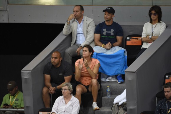 Amélie Mauresmo enceinte, lors du Masters 1000 de Madrid le 7 mai 2015