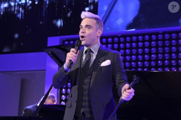Robbie Williams lors de l'ouverture de "Drive" (Volkswagen Group Forum) à Berlin, le 28 avril 2015.