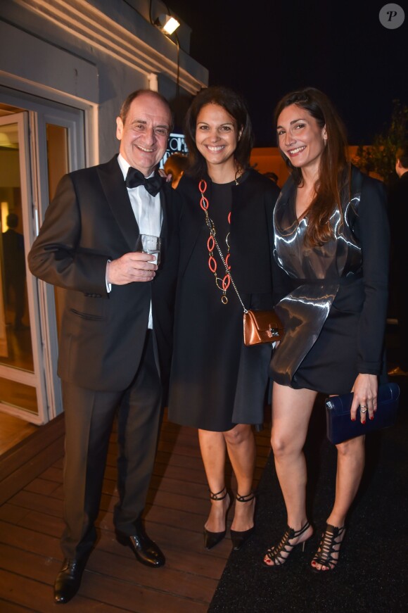 Exclusif - Pierre Lescure, Isabelle Giordano (directrice d'UniFrance Films) et Audrey Diwan assistent à la soirée UniFrance Films et L'Oréal Paris à l'hôtel Martinez. Cannes, le 14 mai 2015.