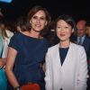 Exclusif - Inès de La Fressange et la ministre de la Culture et de la Communication Fleur Pellerin assistent à la soirée UniFrance Films et L'Oréal Paris à l'hôtel Martinez. Cannes, le 14 mai 2015.
