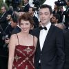Elizabeth Bourgine et son fils Jules - Montée des marches du film "Irrational Man" (L'homme irrationnel) lors du 68e Festival International du Film de Cannes, à Cannes le 15 mai 2015.