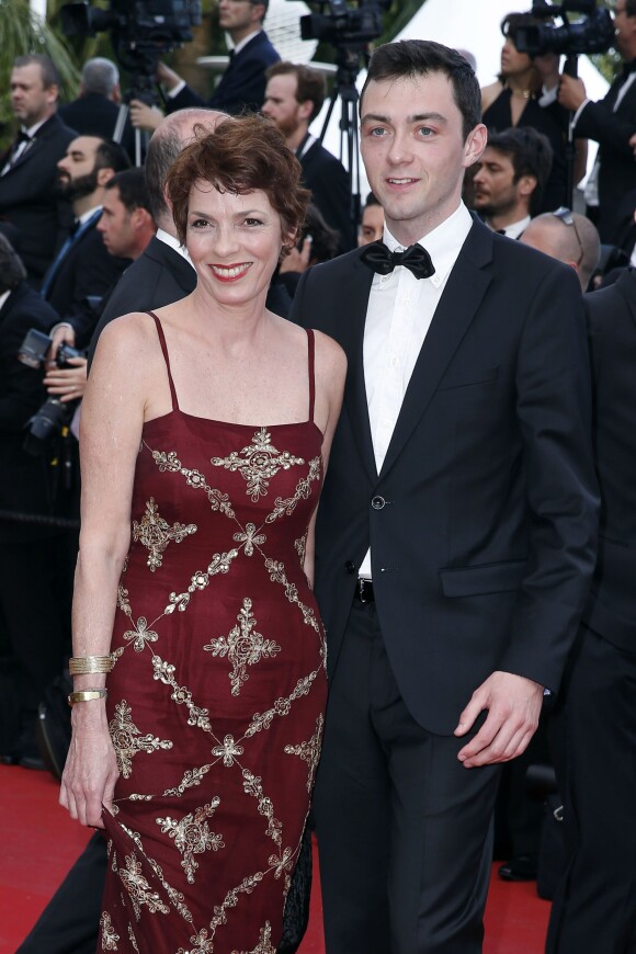 Elizabeth Bourgine et son fils Jules - Montée des marches du film "Irrational Man" (L'homme irrationnel) lors du 68e Festival International du Film de Cannes, à Cannes le 15 mai 2015.