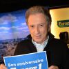 Exclusif - Michel Drucker - Les journalistes et chroniqueurs souhaitent un bon anniversaire à Europe 1 à l'occasion de la journée spéciale des 60 ans de la radio à Paris. Le 4 février 2015.