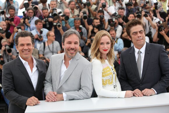 Josh Brolin, Denis Villeneuve, Emily Blunt, Benicio del Toro - Photocall du film "Sicario" lors du 68e festival international du film de Cannes le 19 mai 2015.