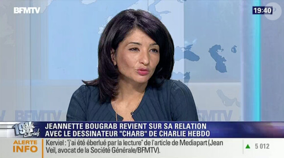 Jeannette Bougrab, invitée par la journaliste Ruth Elkrief sur le plateau de BFMTV. Le 19 mai 2015.