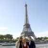 Marina Hands, Virginie Couperie-Eiffel et Guillaume Canet - Conférence de presse de la deuxième édition du "Longines Paris Eiffel Jumping" sur le Yatch "Le Paquebot" à Paris le 20 mai 2015.