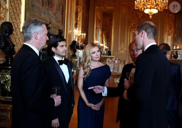 Rory Bremner, Andrew Levitas et sa femme Katherine Jenkins, enceinte, Charlie Mayhew et le prince William lors du gala pour les 25 ans du Tusk Trust à Windsor le 21 mai 2015
