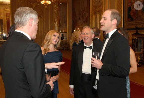 Rory Bremner, Andrew Levitas, Katherine Jenkins, enceinte, Charlie Mayhew et le prince William lors du gala pour les 25 ans du Tusk Trust à Windsor le 21 mai 2015
