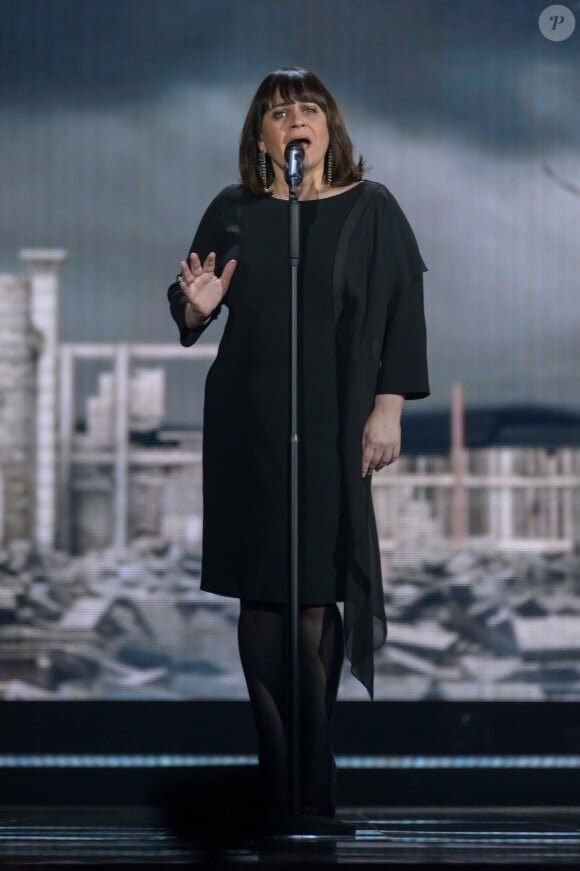 Lisa Angell lors des répétitions de la grande finale de l'Eurovision 2015 à Vienne, le 22 mai 2015.