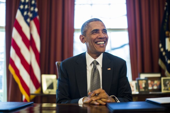 Barack Obama dans le bureau oval de la Maison Blanche à Washington, le 31 mars 2015