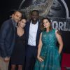 Tony Parker et sa femme Axelle Francine, Omar Sy et sa femme Hélène Sy (boucles d'oreilles Messika) - Première du film "Jurassic World" à l'Ugc Normandie à Paris le 29 mai 2015.