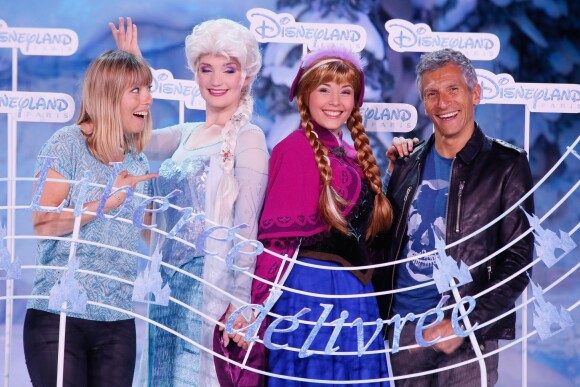 Nagui et son épouse Mélanie Page participent au lancement de la Fête Givrée à Disneyland Paris, à Marne-la-Vallée, le 30 mai 2015.