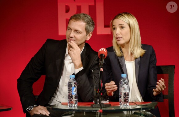 Thomas Hugues et Sidonie Bonnec à la conférence de rentrée de RTL à Paris, le 4 septembre 2014.