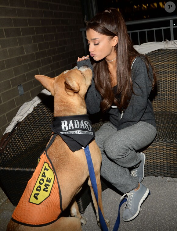 Ariana Grande s'associe à BarkBox et un refuge pour chien de Brooklyn, le 19 mars 2015 à New York