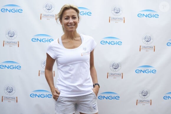 Anne-Sophie Lapix lors de la deuxième journée du Trophée des personnalités à Roland-Garros, le mercredi 3 juin 2015.