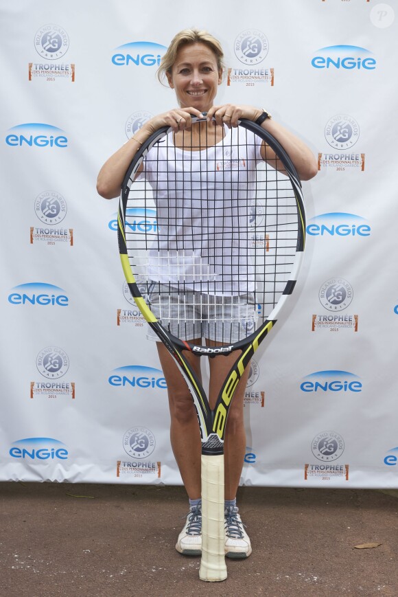 Anne-Sophie Lapix lors de la deuxième journée du Trophée des personnalités à Roland-Garros, le mercredi 3 juin 2015.