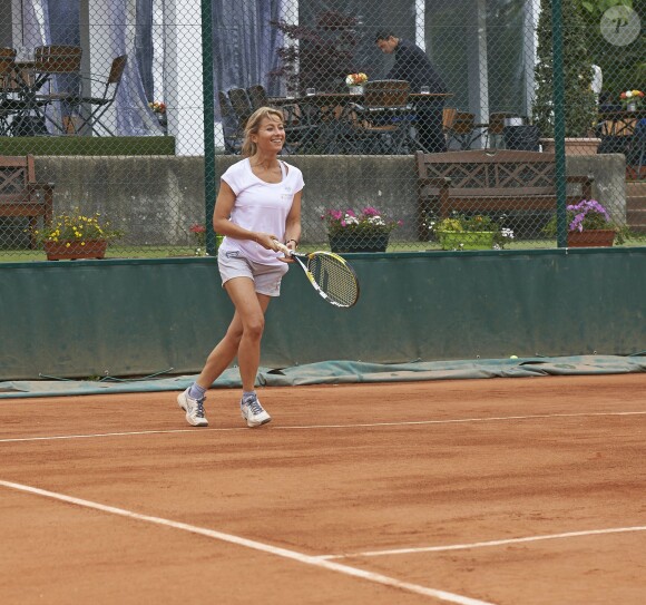 Anne-Sophie Lapix lors de la deuxième journée du Trophée des personnalités à Roland-Garros, le mercredi 3 juin 2015.