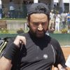 Cyril Hanouna et la chanteuse Joyy lors de la troisième journée du Trophée des personnalités à Roland-Garros, le jeudi 4 juin 2015.