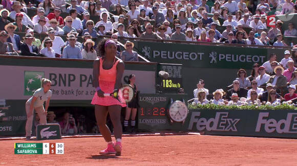 Serena Williams lors de la finale dames de Roland-Garros (S. Williams / L. Safarova), à Paris, le samedi 6 juin 2015.