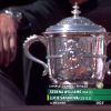 Le trophée tant convoité (et celui, plus petit, destiné à la dauphine du tournoi), lors de la finale dames de Roland-Garros (S. Williams / L. Safarova), à Paris, le samedi 6 juin 2015.