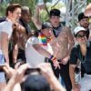 Channing Tatum, Matt Bomer et Adam Rodriguez sur leur char "Magic Mike XXL" lors de la parade de la "Los Angeles Gay Pride" à West Hollywood, le  dimanche 14 juin 2015.