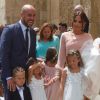 Pepe Reina, sa femme Yolanda et leurs enfants à Cordoue le 14 juin 2015 pour le baptême de leur fille Sira (6 mois).
