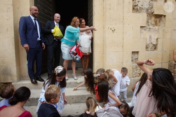 Pepe Reina à Cordoue le 14 juin 2015 pour le baptême de sa fille Sira (6 mois) devant de nombreux membres de sa famille. 