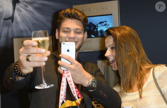 Exclusif - Rayane Bensetti et Denitsa Ikonomova - Cocktail à l'occasion du lancement du modèle Breitling "Superocean ll" à Paris le 18 juin 2015. 