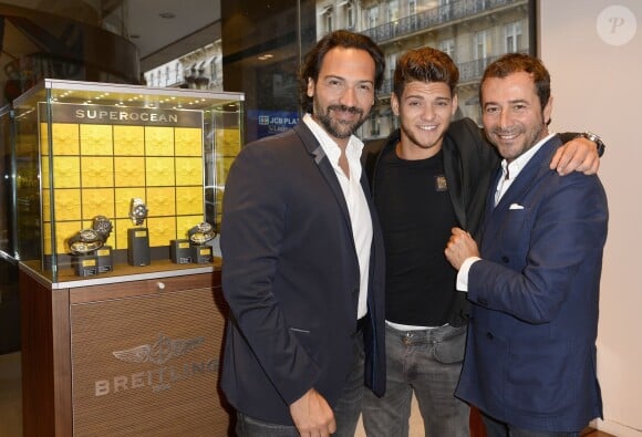 Exclusif - Davide Esposito, Rayane Bensetti et Bernard Montiel - Cocktail à l'occasion du lancement du modèle Breitling "Superocean ll" à Paris le 18 juin 2015. 