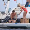 Maxi Lopez et sa chérie Daniela Christiansson en vacances à Ibiza, le 14 juin 2015.