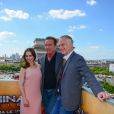  Emilia Clarke, Arnold Schwarzenegger et le r&eacute;alisateur Alan Taylor - Photocall du film "Terminator Genisys" &agrave; Paris le 19 juin 2015 