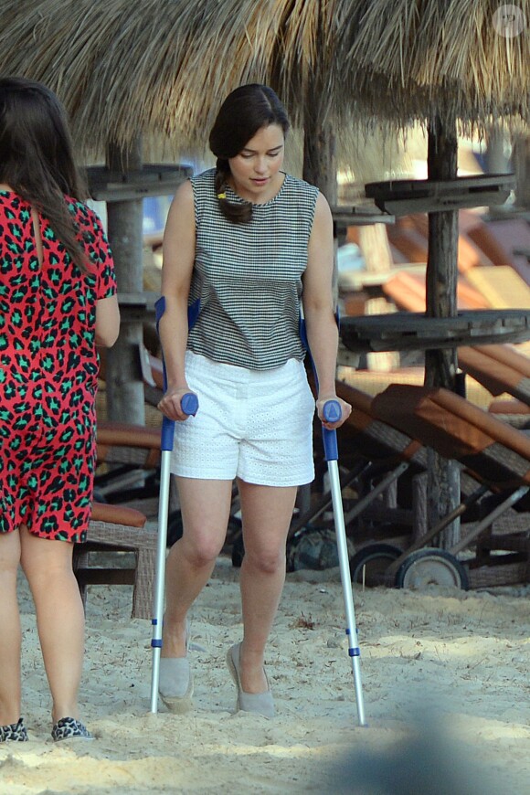 Exclusif - Emilia Clarke sur le tournage du film "Me before you" à Palma de Majorque le 12 juin 2015