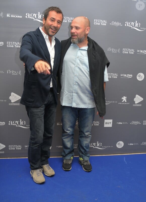 Exclusif - Bernard Montiel et Olivier Megaton lors du 12e festival "Les Hérault du Cinéma et de la Télévision" au Cap d'Agde, le 20 juin 2015.
