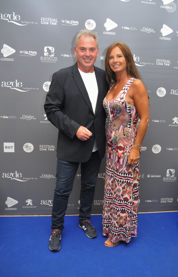 Exclusif - Philippe Risoli et la belle Nathalie Marquay lors du 12e festival "Les Hérault du Cinéma et de la Télévision" au Cap d'Agde, le 20 juin 2015.