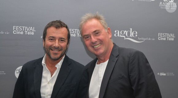 Exclusif - Bernard Montiel et Philippe Risoli lors du 12e festival "Les Hérault du Cinéma et de la Télévision" au Cap d'Agde, le 20 juin 2015.
