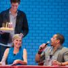 Exclusif - Jean-Baptiste Maunier, Pascal Elbé, Michèle Laroque et JoeyStarr - Point sur la préparation du film "Jeux dangereux" au Théâtre de Paris le 15 juin 2015 devant ses coproducteurs de la plateforme Touscoprod. À cette occasion, Michèle Laroque, qui porte le projet, a eu la surprise de souffler ses bougies pour son 55e anniversaire.