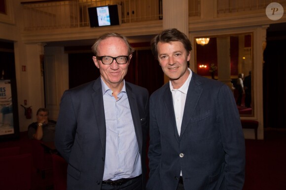 Exclusif - Bertrand Meheut et François Baroin - Point sur la préparation du film "Jeux dangereux" au Théâtre de Paris le 15 juin 2015 devant ses coproducteurs de la plateforme Touscoprod.