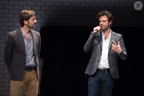 Exclusif - Les producteurs Romain Rousseau et Maxime Delauney - Point sur la préparation du film "Jeux dangereux" au Théâtre de Paris le 15 juin 2015 devant ses coproducteurs de la plateforme Touscoprod.