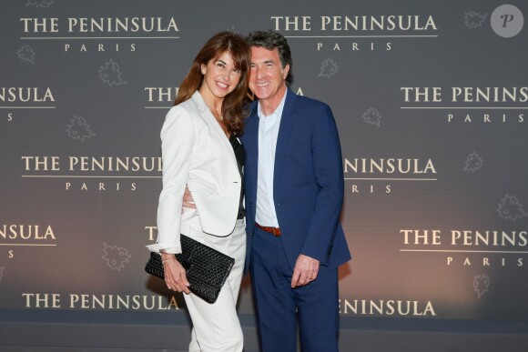 François Cluzet et sa femme Narjiss - Inauguration de l'hôtel "The Peninsula" à Paris le 16 avril 2015.