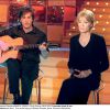 Françoise Hardy et Thomas Dutronc sur l'enregistrement de l'émission Vivement Dimanche, le 11 janvier 2001 à Paris
